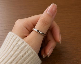 Minimalistyczny srebrny pierścionek na kciuk, prosta obrączka, cienki, wygodny pierścionek, solidny pierścionek ze srebra próby 925, prezent unisex