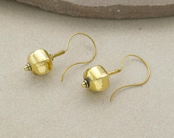 Handmade Gold Brass Drop Earrings: Boho Vintage Style