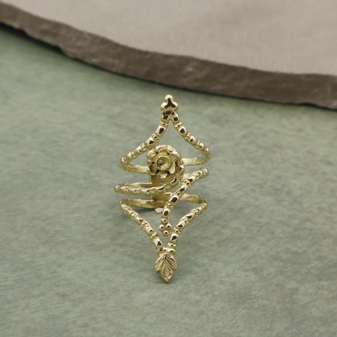 Handmade Brass Rose Finger Splint Ring, Adjustable Boho Jewelry - Etsy