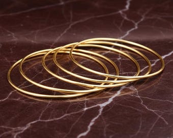 14K Gold Waterproof Bangle: Thin Tarnish-Free Stacking Bangle