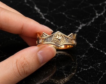 Game of Thrones inspirierter Drachen Sigil Ring Targaryen Haus Feuer Statement Ring, Haus des Drachen Kronenring