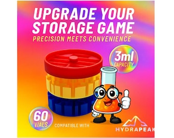 60 Vial Insert for HydraPeak Food Jar | Storage Organizer for Peptides & Medications | Travel Storage for Peptide Vials