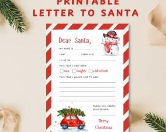 Letter To Santa Printable Einfach zu drucken Brief an Santa Brief Sofortdownload an Santa Vorlage Brief an Santa (Digitaler Download A4 / PDF)