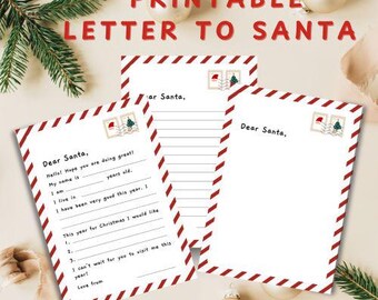Letter To Santa Printable Einfach zu drucken Brief an Santa Brief Sofortdownload an Santa Vorlage Brief an Santa (Digitaler Download A4 / PDF)