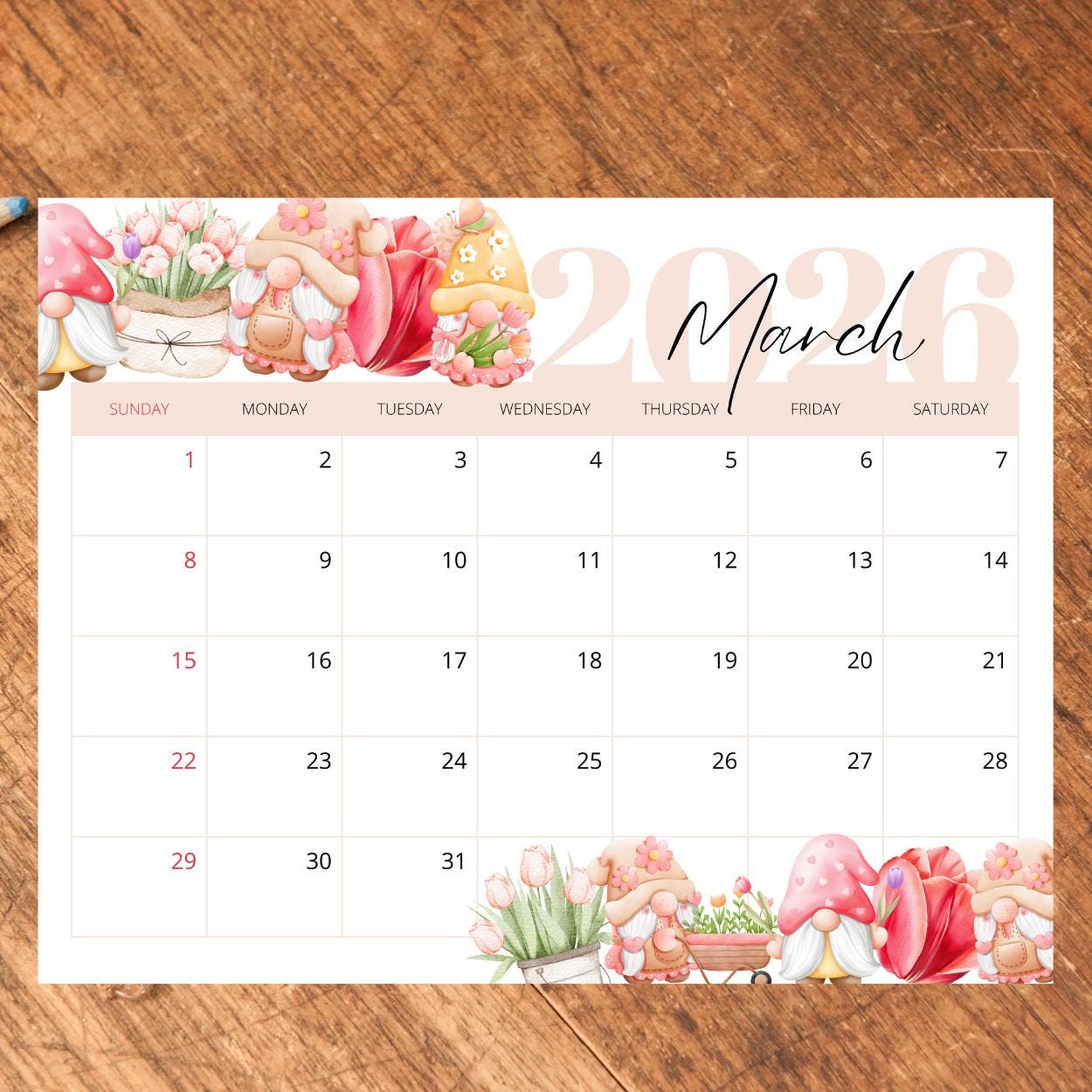 Editable March 2026 Calendar | Printable Monthly Planner (PDF Download ...