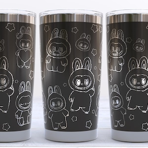 Funny Cartoon PNG, Cute La-Bu-Bu Doll Engraved Tumbler Wrap, Kawaii 20oz Engraving, Funny Laser Engraved Svg, SVG For Laser Rotary