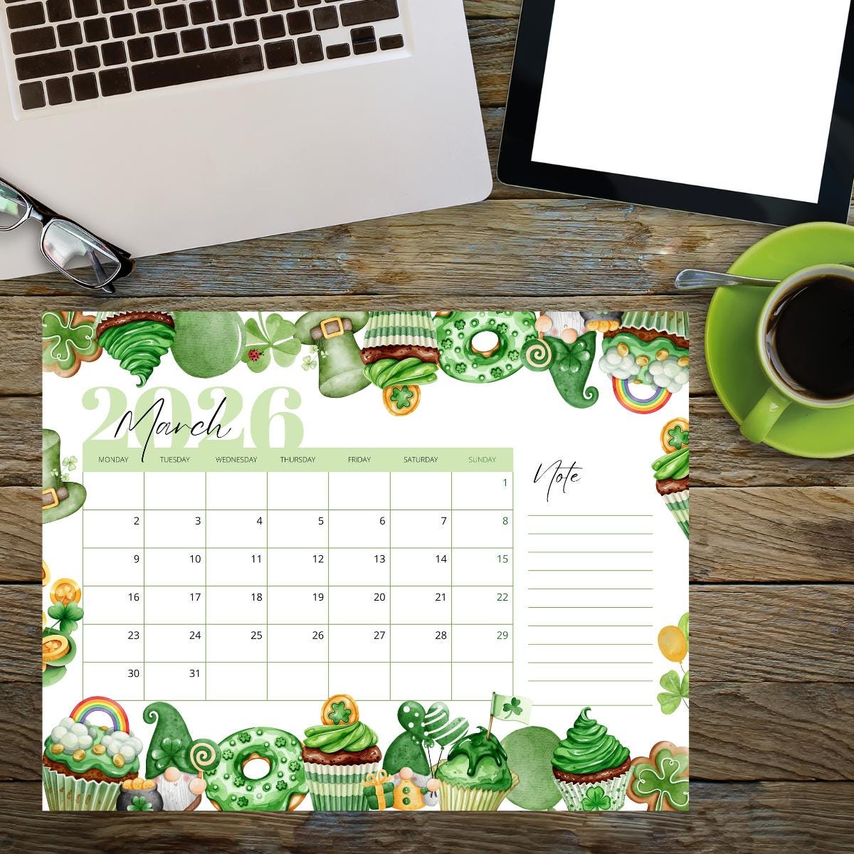 Editable St. Patrick's Day March 2026 Calendar | Printable Monthly ...