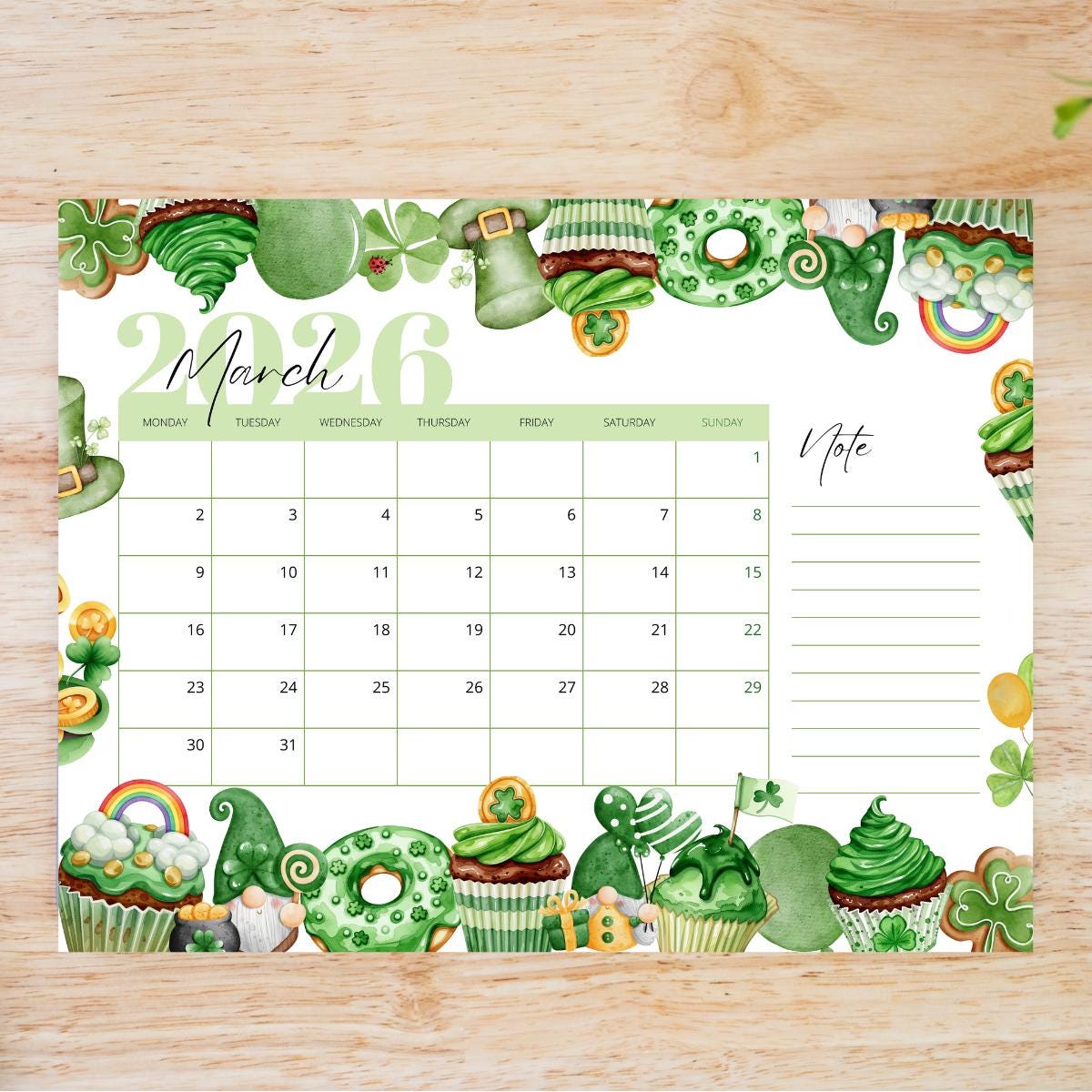Editable St. Patrick's Day March 2026 Calendar | Printable Monthly ...