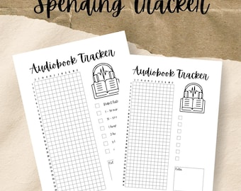 PRINTABLE Audiobook Tracker - Journal Page - Planner Page - Audiobook Log - Audiobook Tracker - Instant Download PDF