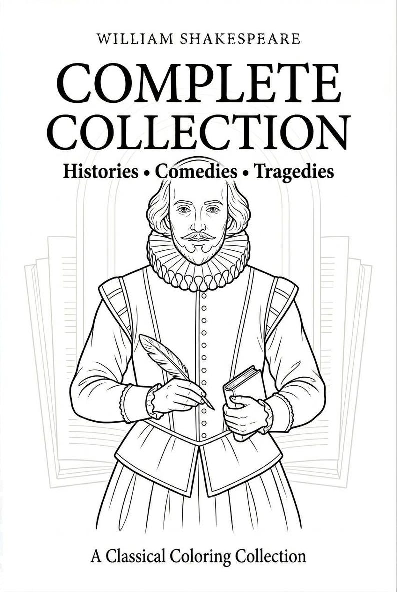 Shakespeare Coloring Book Bundle (histories, Comedies, Tragedies) (PDF ...