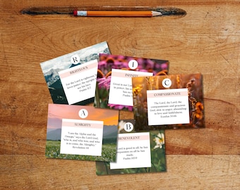 Attributes of God Alphabet Flashcards, Memory Verse Teaching Cards: Attributes of God