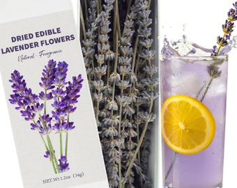 Edible Dried Lavender Sprigs for Cocktails, Cakes, Tea, Garnish Drinks