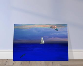 Restless Sky Studios Sharky Waters Digital Print with original painting and photo collage overlay