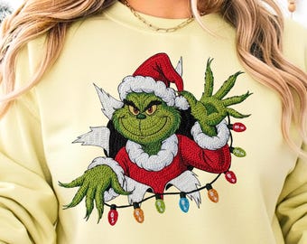 Uncinetto con uncinetto, filato, verde, cattivo ragazzo, Png, cartone animato retrò di Natale, Png, Buon Natale, Png, grinchmas, file digitale