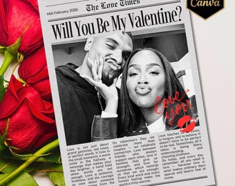 Modello di giornale di San Valentino stampabile, regalo di San Valentino personalizzato, giornale d'amore personalizzato, stampa "Sii il mio San Valentino", download di San Valentino