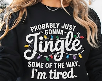 Probabilmente canterò solo un divertente oca natalizia all'uncinetto PNG Sono stanco Umorismo natalizio Design all'uncinetto Sarcastico Design all'uncinetto per maglietta natalizia