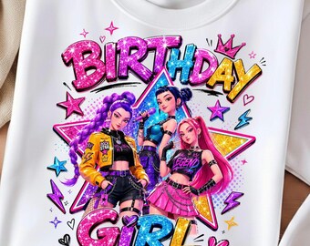 Kpop demonenjager feestvarken png | Ontwerp verjaardagsshirt | Digitale download | Voor Cricut, Sublimatie, Verjaardagsfeestje afdrukbaar