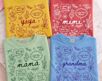 Paquete PNG de diseño floral estilo cottagecore para mamá, diseño retro para sublimación, PNG de abuela Mimi Yaya, descarga digital para el Día de la Madre