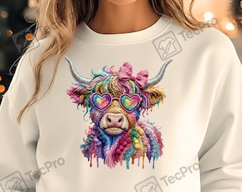 Descarga digital PNG de vaca navideña de las Tierras Altas – PNG de vaca navideña del Oeste para sublimación y manualidades navideñas de estilo rústico