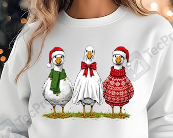 Ganso navideño divertido PNG — Sublimación y clipart de Feliz Navidad, PNG navideño para imprimir