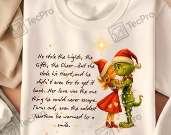 Camiseta de pareja a juego estilo Grinch PNG – Camiseta de pareja a juego navideña (sublimación digital)