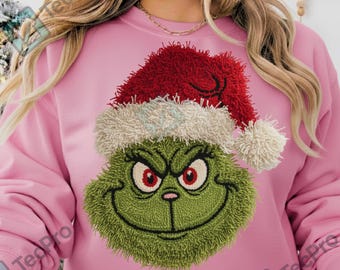 Filato per uncinetto Latch Hook Crochet Green Mean Guy PNG — Filato finto Grinch PNG, cartone animato retrò natalizio Sublimazione e pronto per Cricut
