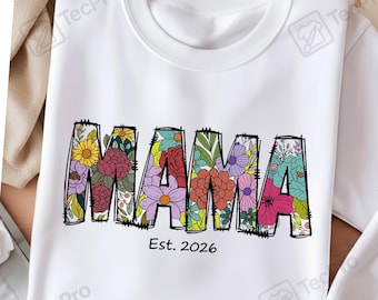 Clipart floreale per mamma - PNG floreale per mamma per Cricut e sublimazione, download digitale di arte per la festa della mamma