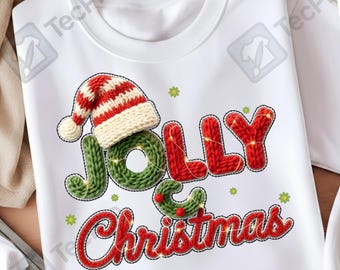 Filato con uncinetto Latch Hook Crochet Jolly Christmas Png, Preppy Jolly Christmas Png, Plaid rosso a quadri Png, Albero di Natale, File digitale con glitter finti