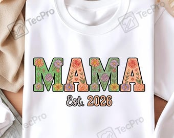 PNG de Mamá Floral / Imágenes prediseñadas retro de Mamá Floral para Cricut y sublimación / Diseño de camiseta para el Día de la Madre / Gráfico PNG de Mamá / Descarga digital instantánea