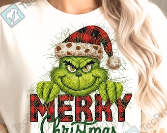Grinch Merry Christmas Crochet PNG, arte digitale per le vacanze (download digitale)