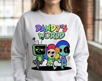 Sudadera juvenil de cuello redondo con diseño de personajes divertidos de dibujos animados para niños.