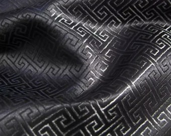 Black color brocade fabric, jacquard fabric, fabric by the yard