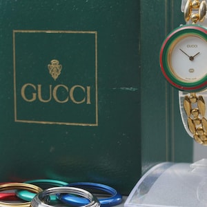 GUCCI アナログ腕時計 ゴールド/グリーン　11/12 Gucci 11 12 - Etsy