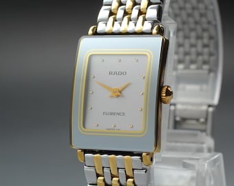 Reloj de mujer vintage RADO Florence 153.3606.2N de 18 mm, cuarzo, esfera dorada.