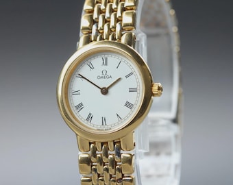 Vintage OMEGA De Ville 22 mm Qz vintage Romeins tweekleurig dameshorloge