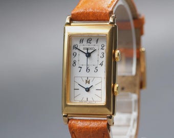 Vintage Seiko Noie 1EFW-5A00 Dual Time Gold Quartz Ladies Watch From JAPAN
