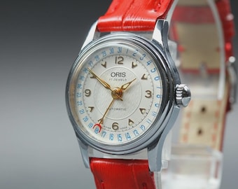 ヴィンテージ オリス ポインターデイト Ref.7403 Cal.574 27mm シルバー 自動巻き レディースウォッチ