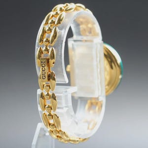 Vintage GUCCI Change Bezel 11/12.2 light Green Gold Quartz Women's Watch image 5