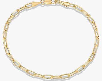 14K Gold Plated  Paperclip Chain Adjustable Bracelet for Women, Morhers Day, Anniversary, Gift for Her