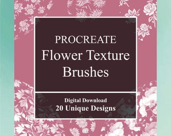 Procreate Flower Texture Brushes: 20 Seamless Botanical Patterns (Digital Download)