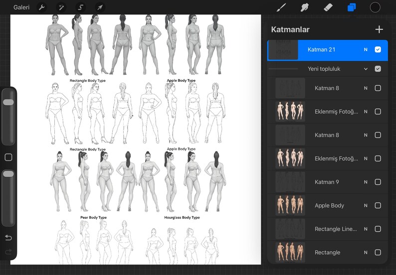 Plus Size Body Templates – 4 Body Types Fashion Croquis PNG Files ...