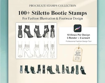 Stiletto Bootie Procreate Stamps - Fashion Ankle Boot Designs (Digital Download)