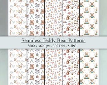 Teddy Bear Seamless Pattern: Baby Nursery Fabric, Gift Wrap