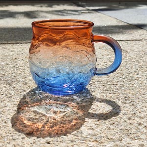 Sunset Ocean Glass Coffee Mug - Hand-Painted Color Gradient Glassware