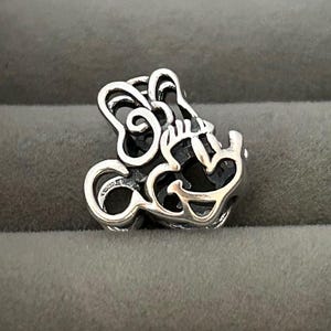 S925 Sterling Silver Disney Openwork Minnie Mouse Charm, Suitable for European-Style Bracelets image 1