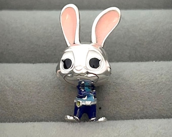 Rent silver s925 Disney Zootopia Judy Hopps Charm Pärlhänge till europeiskt Pandora Armband