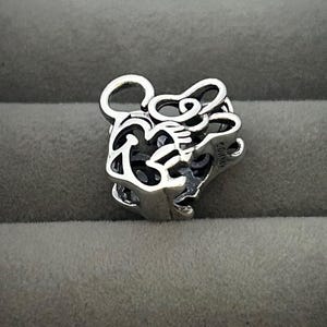 S925 Sterling Silver Disney Openwork Minnie Mouse Charm, Suitable for European-Style Bracelets image 2