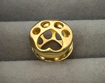 Gilded Paw Print Openwork Charm Bead Pendant for European Pandora Bracelets
