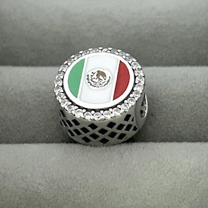 S925 sterling silver Mexican flag charm bead pendant suitable for European bracelets
