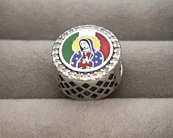 Ciondolo con ciondolo a forma di Vergine Maria in argento Sterling S925, adatto per braccialetti europei in stile Pandora.